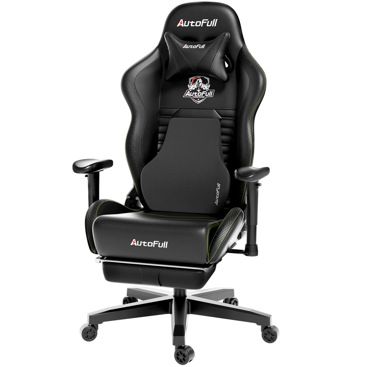 AutoFull Gaming Chair Black Black Leather Gaming Chair AutoFull