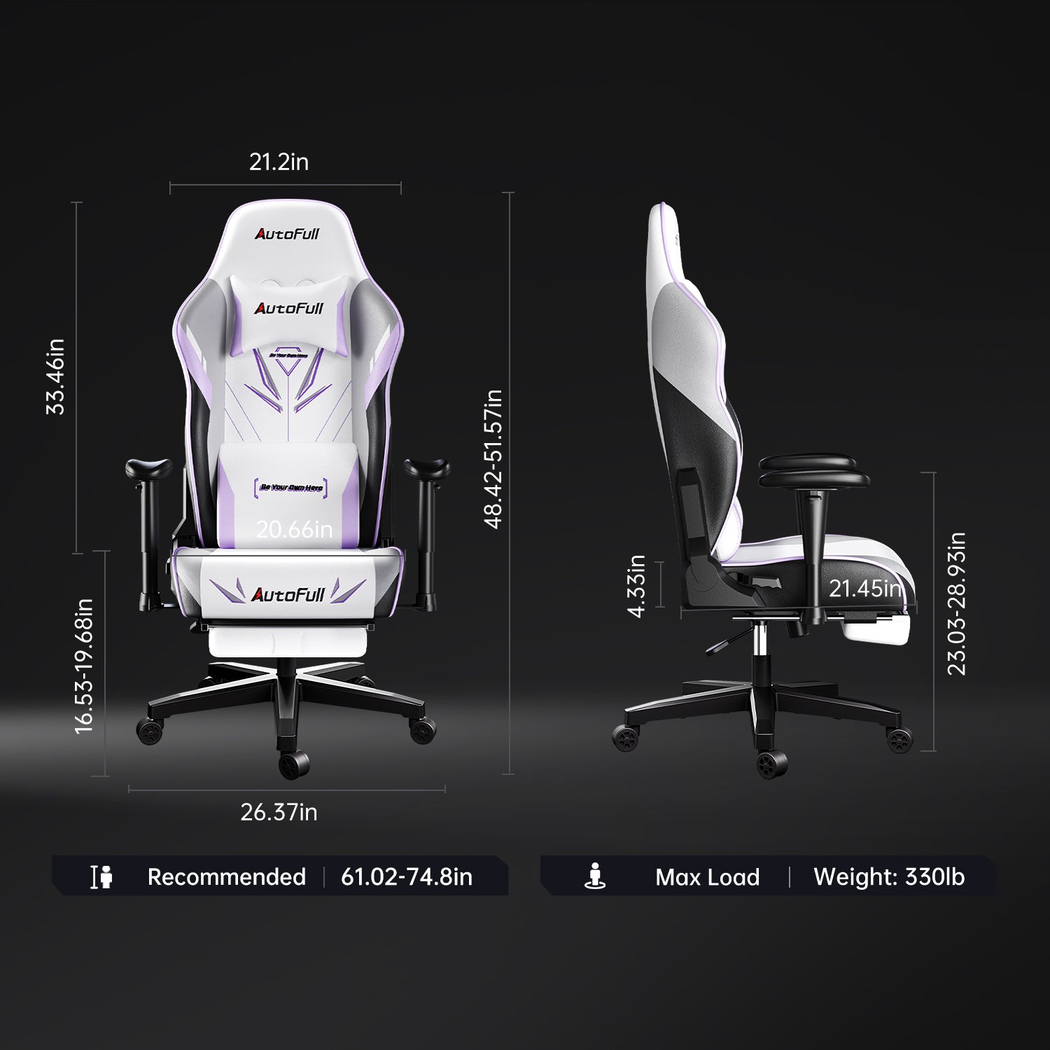 AutoFull C3 Gaming Chair, White Color