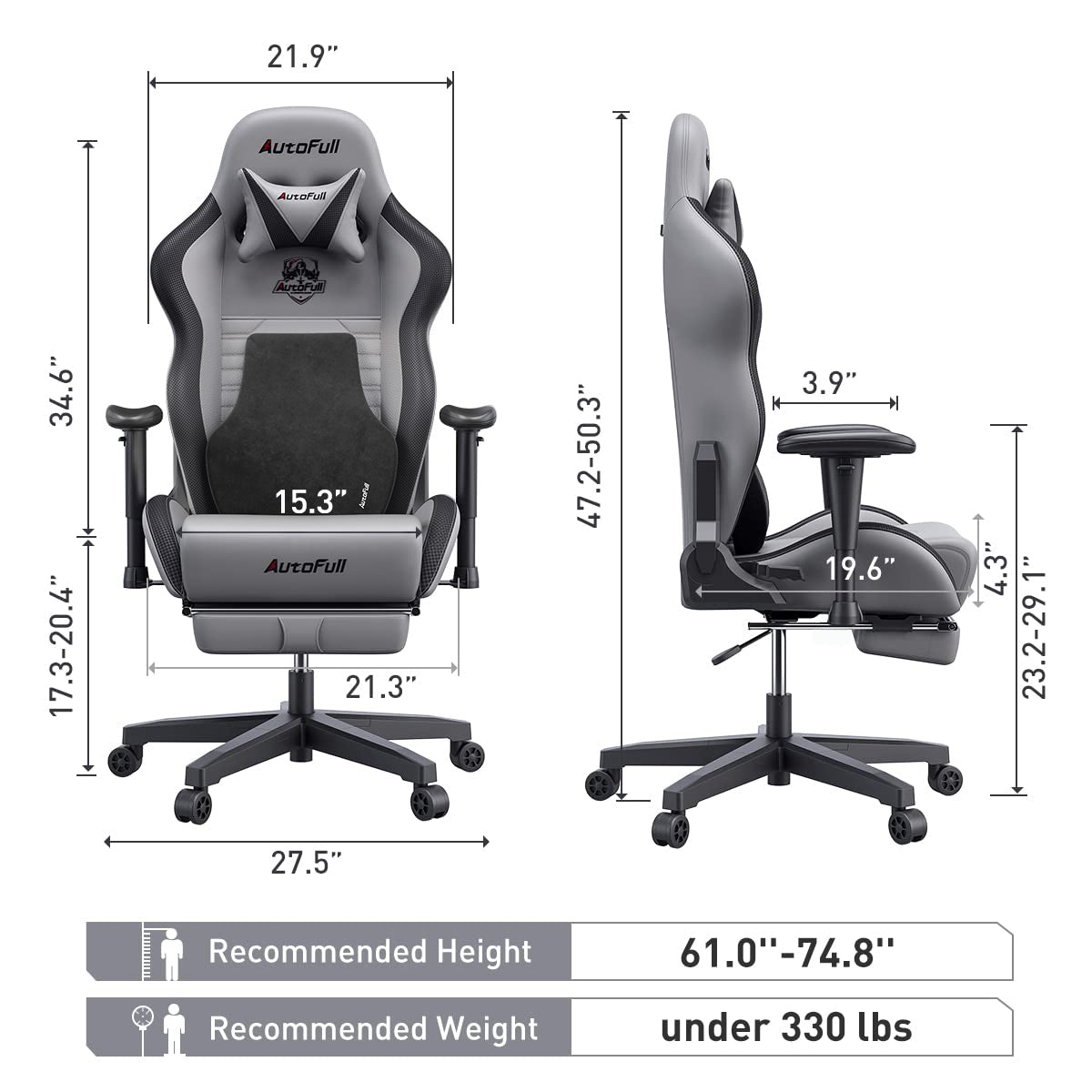 AutoFull C3 Gaming Chair Gray